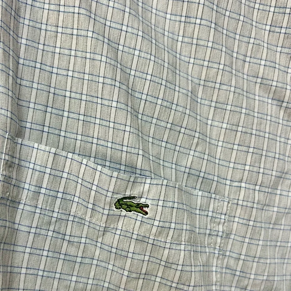 LACOSTE MENS STRIPED BUTTON DOWN SHIRT BLUE GRAY SIZE 42 Us L Minimalist classic